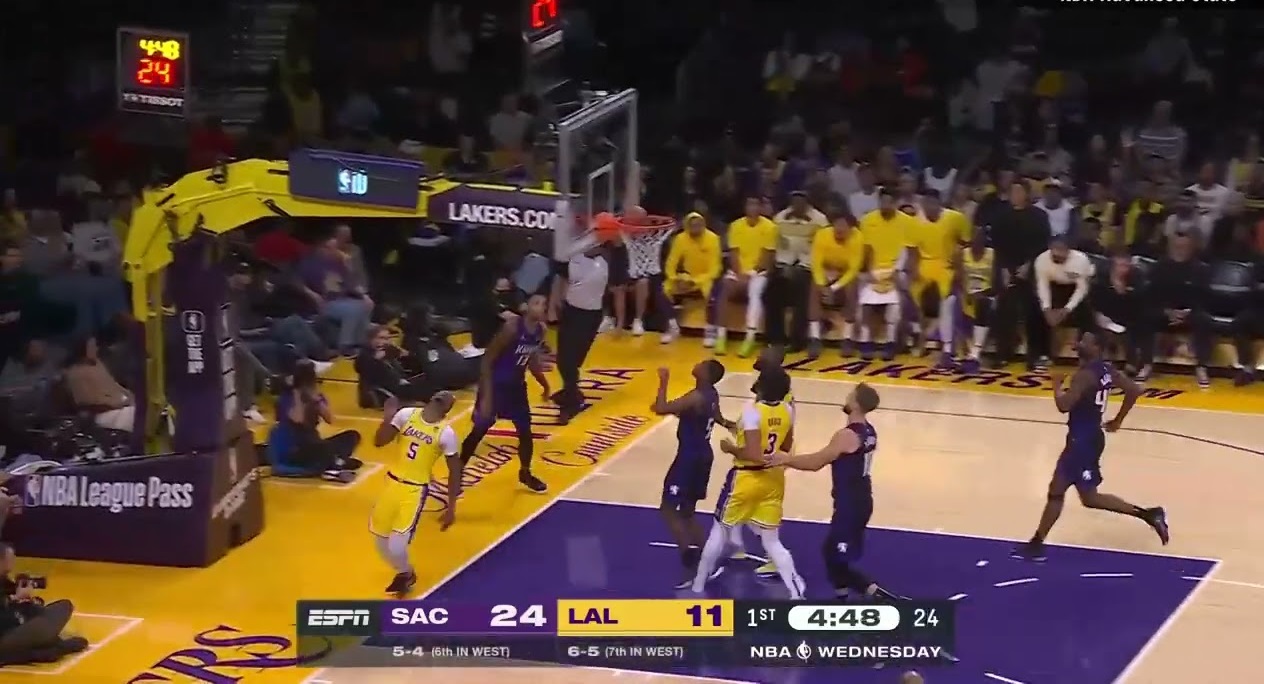 sacramento kings vs lakers match player stats
